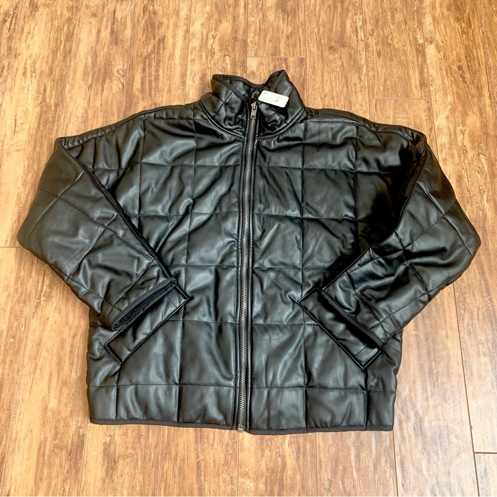 𝓯𝓹 🖤 FREE PEOPLE DOLMAN LEATHER COAT SMALL - Picture 9 of 10